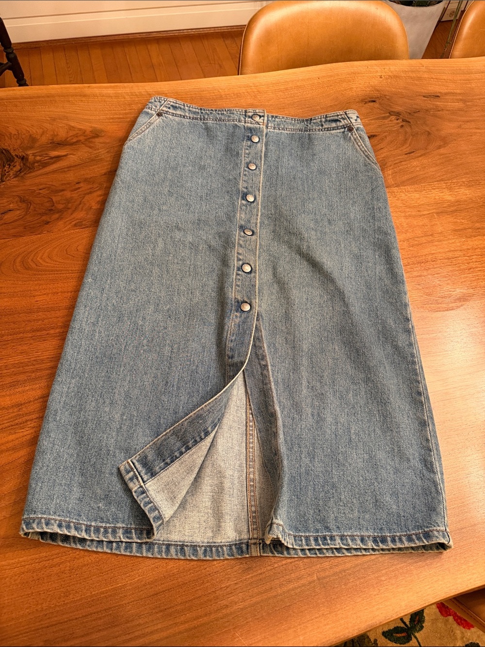 Vintage Y2K Levi’s Size 12 Denim Midi Maxi Skirt Button Front 100% Cotton